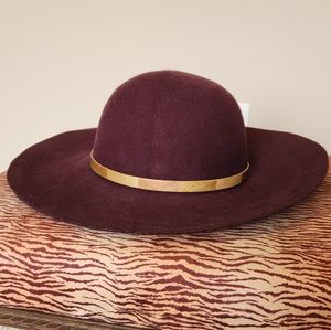 Michael Stars burgundy Soft felt wide brim hat